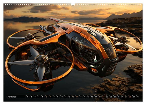 Produktbild: Futuristische Flieger (Wandkalender 2026 DIN A2 quer), CALVENDO Monatskalender