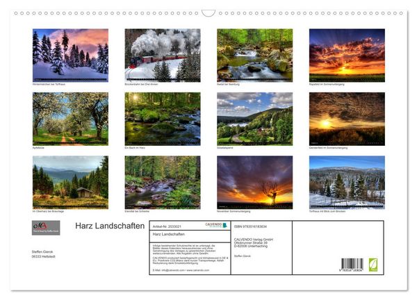 Produktbild: Harz Landschaften (Wandkalender 2026 DIN A2 quer), CALVENDO Monatskalender