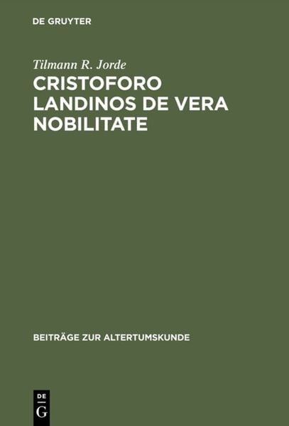 Produktbild: Cristoforo Landinos De vera nobilitate