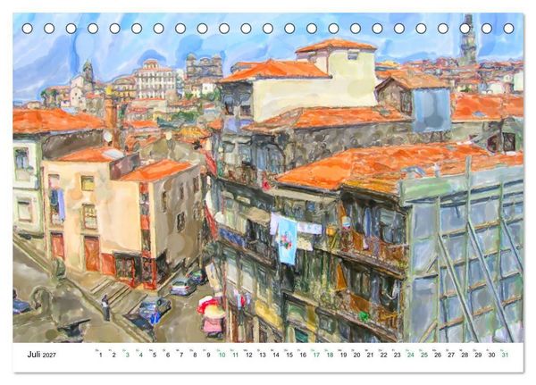 Produktbild: Porto - Ansichten in Aquarell (Tischkalender 2027 DIN A5 quer), CALVENDO Monatskalender