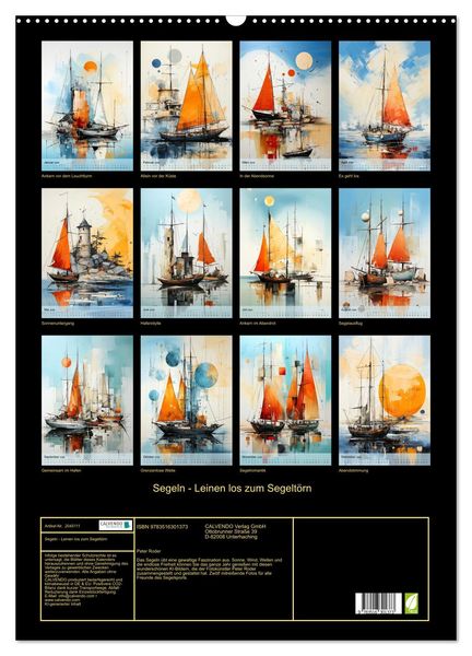 Produktbild: Segeln - Leinen los zum Segelt&ouml;rn (Wandkalender 2026 DIN A2 hoch), CALVENDO Monatskalender