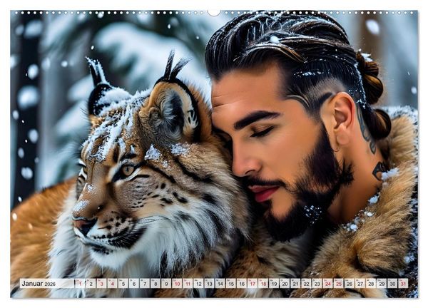 Produktbild: Naturburschen im Wald - Muskeln, Tattoos und Waldbewohner (hochwertiger Premium Wandkalender 2026 DIN A2 quer), Kunstdruck in Hochglanz
