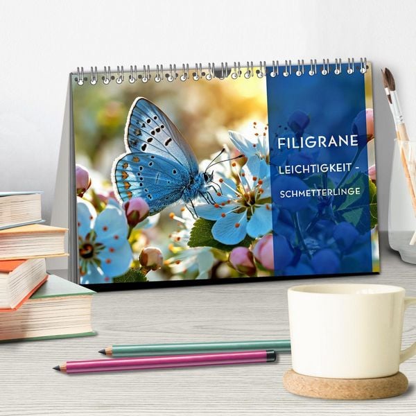 Produktbild: Filigrane Leichtigkeit - Schmetterlinge (Tischkalender 2026 DIN A5 quer), CALVENDO Monatskalender