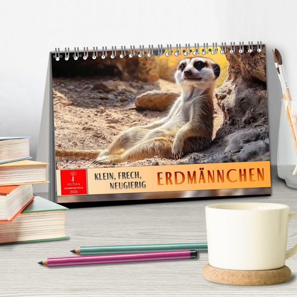 Produktbild: Erdm&auml;nnchen - klein, frech, neugierig (Tischkalender 2026 DIN A5 quer), CALVENDO Monatskalender