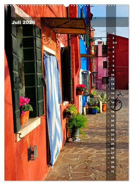 Produktbild: L'isola di Burano - Ein Spaziergang &uuml;ber die farbenfrohe Insel (Wandkalender 2026 DIN A2 hoch), CALVENDO Monatskalender