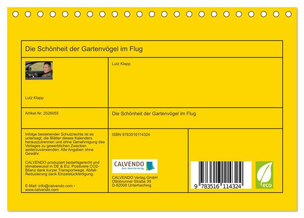 Produktbild: Die Sch&ouml;nheit der Gartenv&ouml;gel im Flug (Tischkalender 2026 DIN A5 quer), CALVENDO Monatskalender