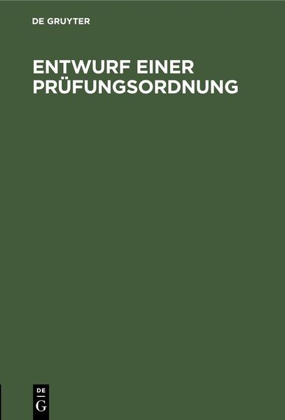Produktbild: Entwurf einer Pr&uuml;fungsordnung