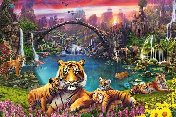 Puzzle Ravensburger Tiger in paradiesischer Lagune 3000 Teile