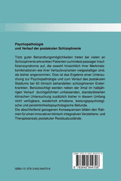Produktbild: Psychopathologie und Verlauf der postakuten Schizophrenie