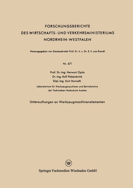 Produktbild: Untersuchungen an Werkzeugmaschinenelementen