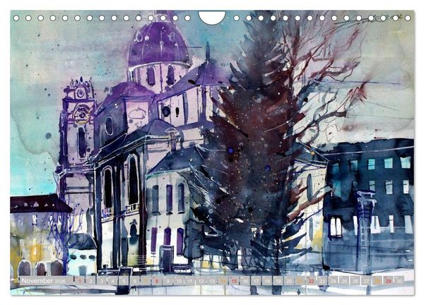 Produktbild: Aquarelle aus der Mozartstadt Salzburg (Wandkalender 2026 DIN A4 quer), CALVENDO Monatskalender