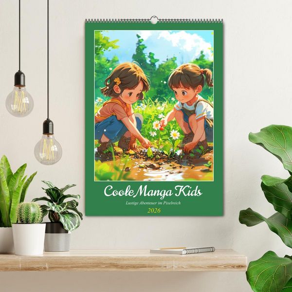 Produktbild: Coole Manga Kids. Lustige Abenteuer im Pixelreich (Wandkalender 2026 DIN A2 hoch), CALVENDO Monatskalender
