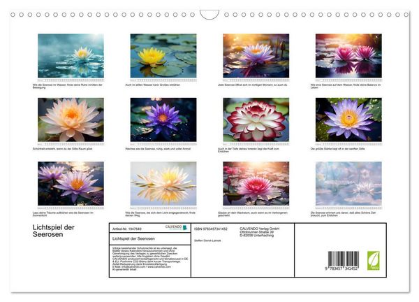 Produktbild: Lichtspiel der Seerosen (Wandkalender 2026 DIN A3 quer), CALVENDO Monatskalender