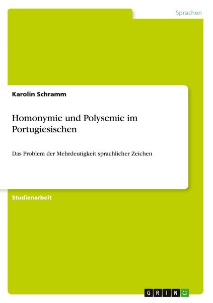 Produktbild: Homonymie und Polysemie im Portugiesischen