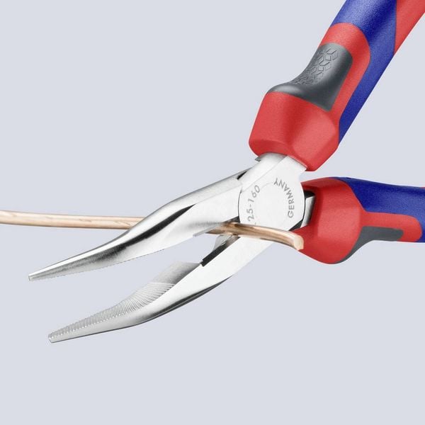 Produktbild: Knipex 25 25 160 Elektronik- u. Feinmechanik Flachrundzange 40&deg; gebogen Chrom-Vanadium Stahl 160 mm