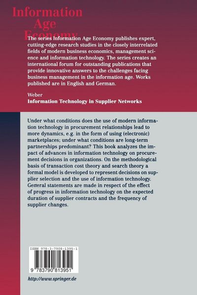 Produktbild: Information Technology in Supplier Networks
