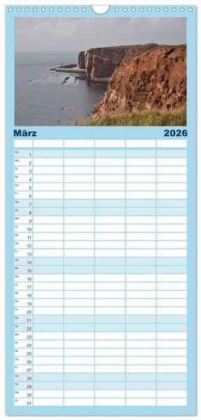 Produktbild: Familienplaner 2026 - Helgoland - idyllische Nordseeinsel mit 5 Spalten (Wandkalender, 21 x 45 cm) CALVENDO