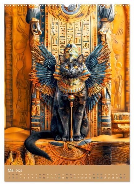 Produktbild: &Auml;gyptens Katzen - G&ouml;ttliche Eleganz im Stile der Pharaonen (hochwertiger Premium Wandkalender 2026 DIN A2 hoch), Kunstdruck in Hochglanz