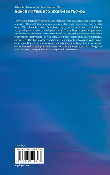 Produktbild: Applied Jewish Values in Social Sciences and Psychology