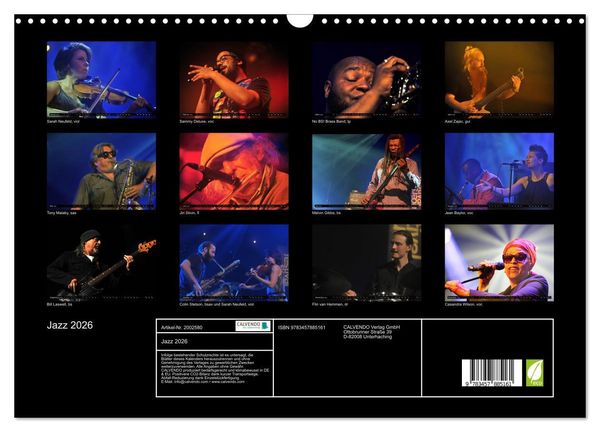 Produktbild: Jazz 2026 (Wandkalender 2026 DIN A3 quer), CALVENDO Monatskalender