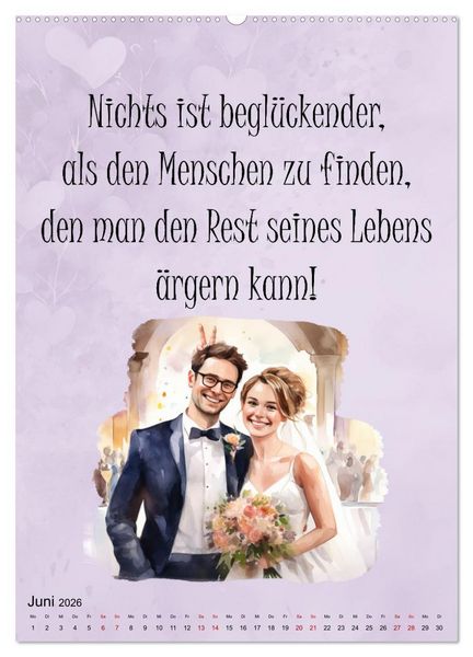 Produktbild: Hochzeitsspr&uuml;che (hochwertiger Premium Wandkalender 2026 DIN A2 hoch), Kunstdruck in Hochglanz