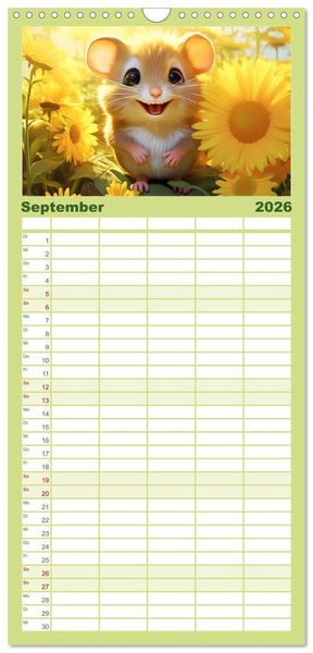 Produktbild: Familienplaner 2026 - Mausiges Spektakel. Zauberhafter Maus-Alltag mit 5 Spalten (Wandkalender, 21 x 45 cm) CALVENDO
