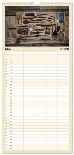 Produktbild: Familienplaner 2026 - K&uuml;chenutensilien mit 5 Spalten (Wandkalender, 21 x 45 cm) CALVENDO