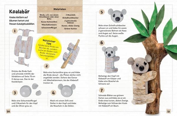 Produktbild: Das Naturbastelbuch f&uuml;r Kinder. 41 Projekte zum Basteln mit allem, was Wald, Wiese und Strand hergeben