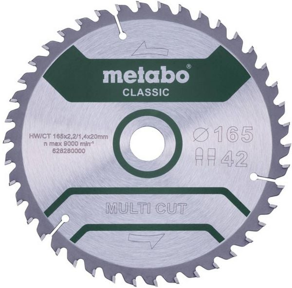 Produktbild: Metabo MULTI CUT CLASSIC 628280000 Kreiss&auml;geblatt 165 x 20 x 1.4mm Z&auml;hneanzahl: 42 1St.