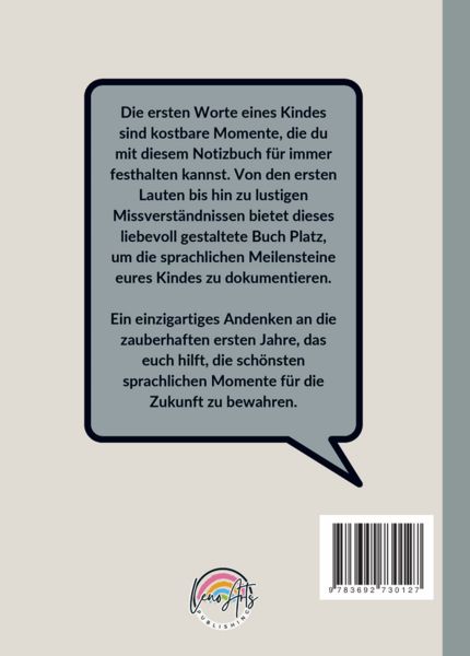 Produktbild: Das Baby Buch der ersten Worte - Erinnerungsbuch & Babytagebuch f&uuml;r erste Laute, Worte, S&auml;tze & sprachliche Meilensteine