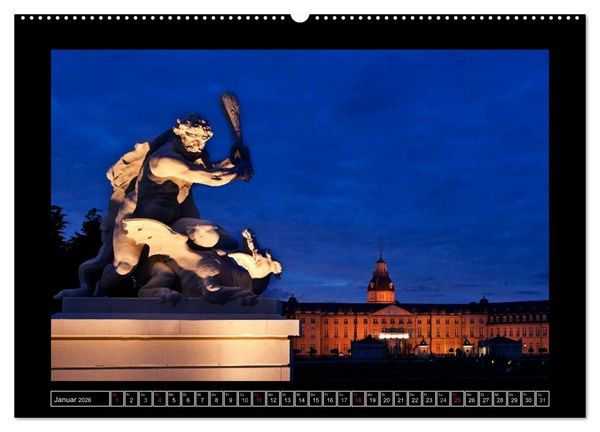 Produktbild: Karlsruhe Tag und Nacht (hochwertiger Premium Wandkalender 2026 DIN A2 quer), Kunstdruck in Hochglanz