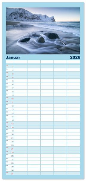 Produktbild: Familienplaner 2026 - Im Rhythmus der Wellen - Ein Jahr am Meer mit 5 Spalten (Wandkalender, 21 x 45 cm) CALVENDO
