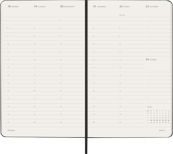 Produktbild: Moleskine 12 Monate Pro Wochen Notizkalender 2027, Pro Large/A5, 1 Wo = 2 Seiten, vertikal, Spalten f&uuml;r Notizen, fester Einband, Schwarz