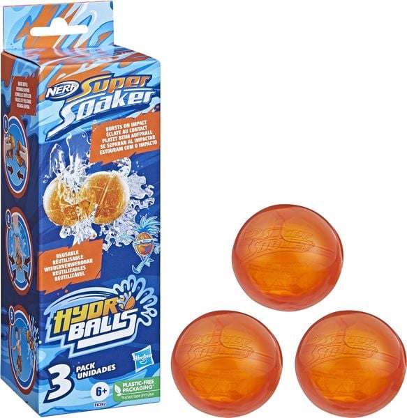 Produktbild: Hasbro F63925L0 - Nerf Super Soaker Hydro Balls, 3 St&uuml;ck, wiederverwendbar
