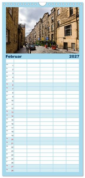 Produktbild: Familienplaner 2027 - Faszination Edinburgh mit 5 Spalten (Wandkalender, 21 x 45 cm) CALVENDO