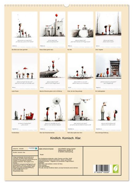 Produktbild: Kindlich. Komisch. Klar. (hochwertiger Premium Wandkalender 2026 DIN A2 hoch), Kunstdruck in Hochglanz