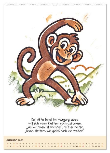 Produktbild: Tierisch hoch hinaus: Von A bis Z durchs Kletterabenteuer! - Der Kalender zum Kinderbuch (Wandkalender 2026 DIN A2 hoch), CALVENDO Monatskalender