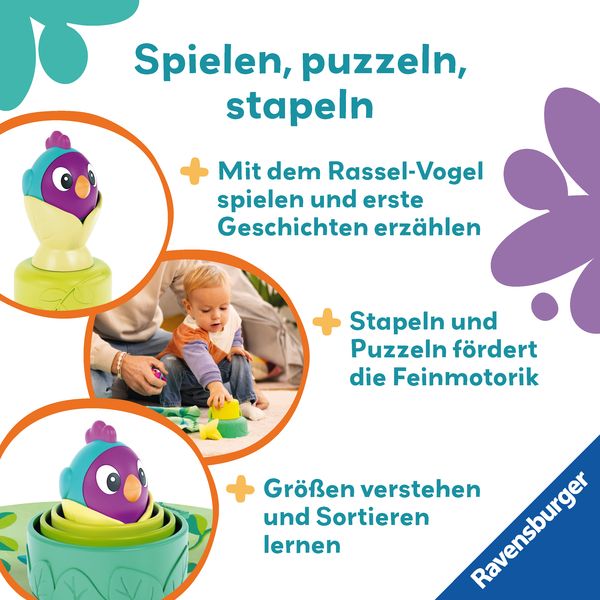 Produktbild: Play+ Baby-Stapel-Puzzle: Vogelnest - ab 6 Monate