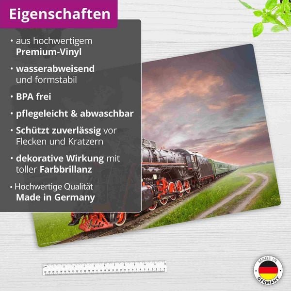 Produktbild: Cover-your-desk Schreibtischunterlage f&uuml;r Kinder und Erwachsene Dampflok schwarz, aus hochwertigem Vinyl , 60 x 40 cm