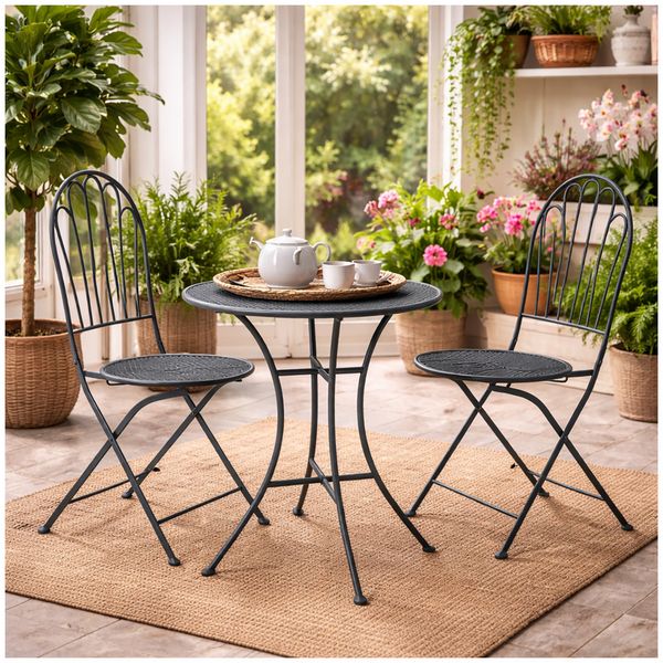 Produktbild: HTI-Living Gartenstuhl 2er-Set Ivo Metall Blau Gartenstuhl 2er-Set Ivo Metall Blau
