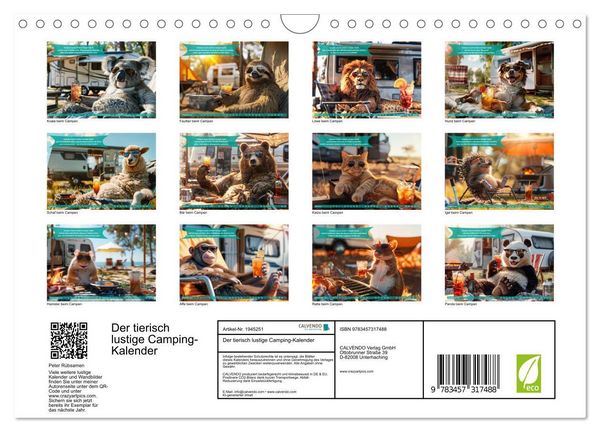 Produktbild: Der tierisch lustige Camping-Kalender (Wandkalender 2026 DIN A4 quer), CALVENDO Monatskalender