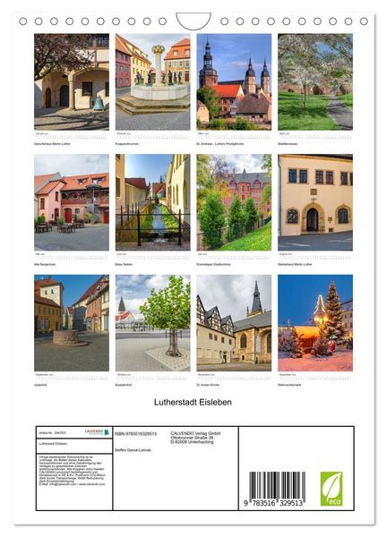 Produktbild: Lutherstadt Eisleben (Wandkalender 2026 DIN A4 hoch), CALVENDO Monatskalender