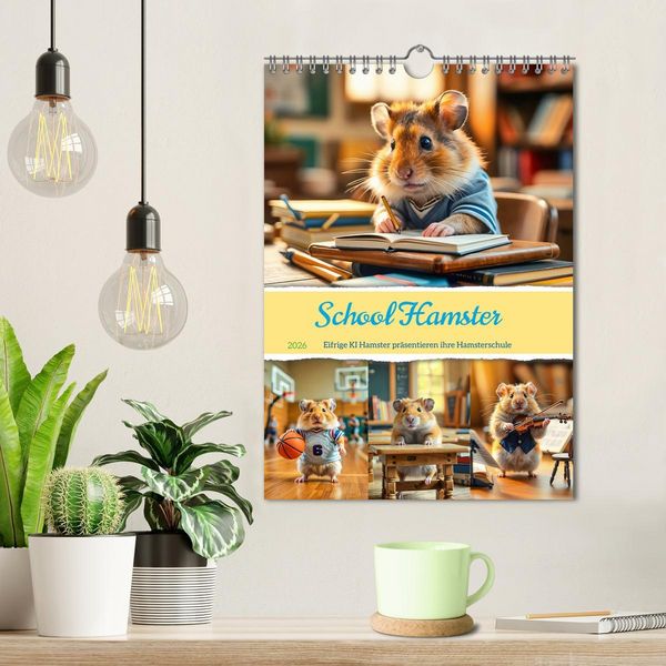 Produktbild: School Hamster - Eifrige KI Hamster pr&auml;sentieren ihre Hamsterschule (Wandkalender 2026 DIN A4 hoch), CALVENDO Monatskalender