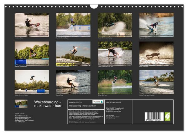 Produktbild: Wakeboarding - make water burn (Wandkalender 2026 DIN A3 quer), CALVENDO Monatskalender