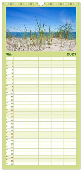 Produktbild: Familienplaner 2027 - Sonne, Strand & Meer mit 5 Spalten (Wandkalender, 21 x 45 cm) CALVENDO