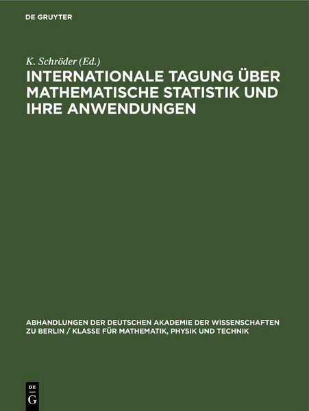 Produktbild: Internationale Tagung &uuml;ber mathematische Statistik und ihre Anwendungen