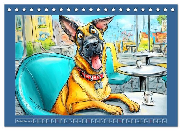 Produktbild: Malinois Fun. Lustige Cartoons vom Diensthund des Jahres! (Tischkalender 2026 DIN A5 quer), CALVENDO Monatskalender