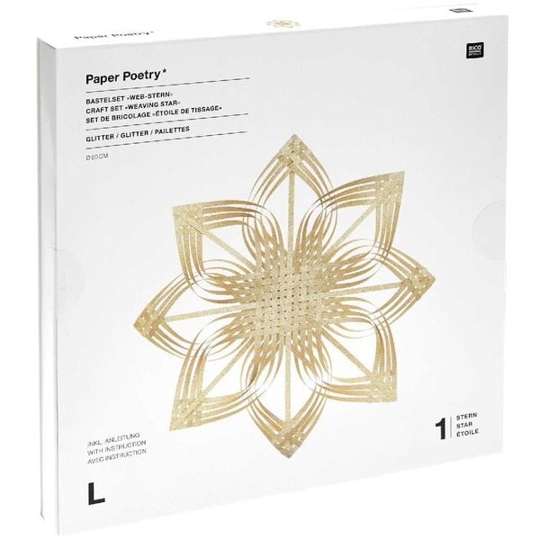 Bastelset Webstern, glitter gold, 60 cm
