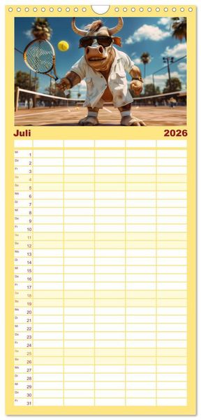 Produktbild: Familienplaner 2026 - Der tierisch lustige Tennis-Kalender mit 5 Spalten (Wandkalender, 21 x 45 cm) CALVENDO