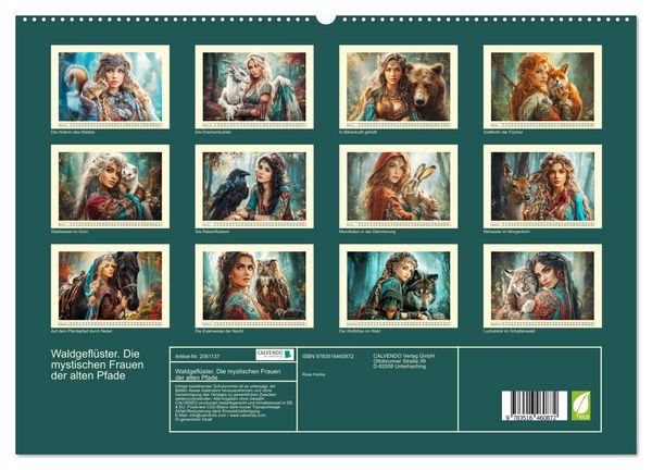 Produktbild: Waldgefl&uuml;ster. Die mystischen Frauen der alten Pfade (hochwertiger Premium Wandkalender 2026 DIN A2 quer), Kunstdruck in Hochglanz